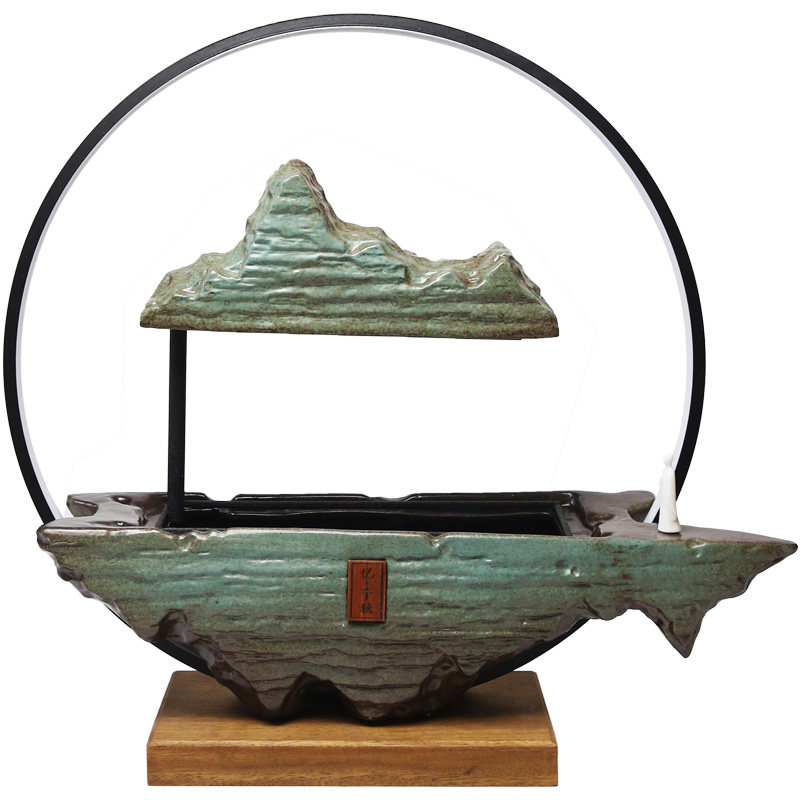 桌面陶瓷流水摆件客厅招财水循环喷泉茶室水景摆件