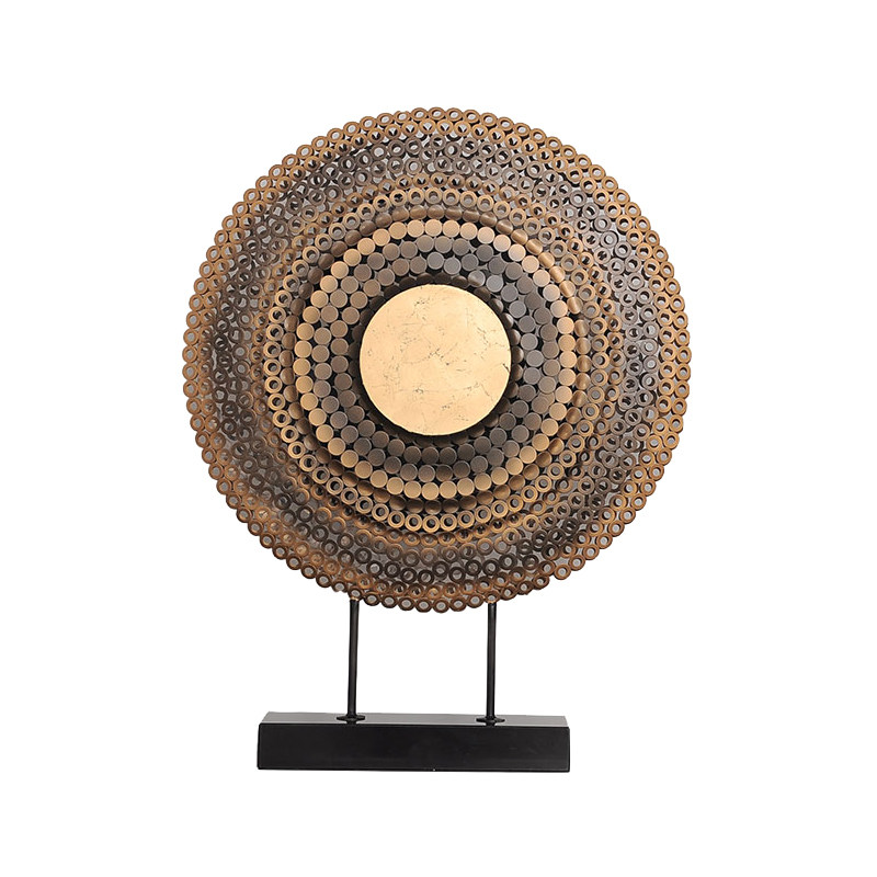 摆件中式圆形样板房铁艺雕塑雕塑艺术艺术品玄关金属摆件