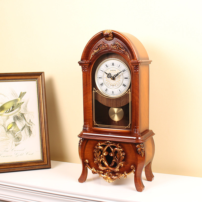中式复古钟表座钟客厅家用纯铜坐钟台式老式座钟