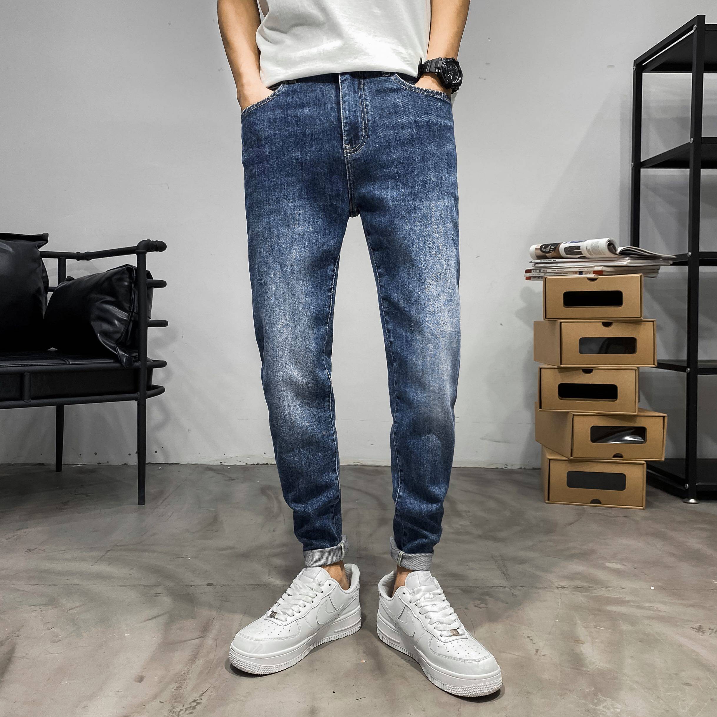 2021春装新款男士牛仔裤韩版时尚潮流修身弹力百搭牛仔裤