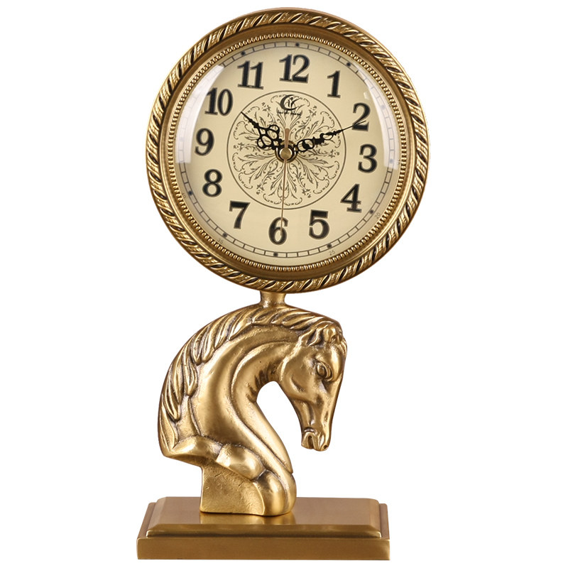 tqj欧式座钟纯铜骏马静音客厅时钟办公室钟表座钟