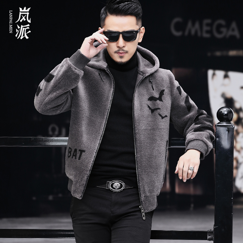颗粒羊剪绒男100%真羊毛海宁皮草皮毛大衣一体羊羔绒外套冬季短款