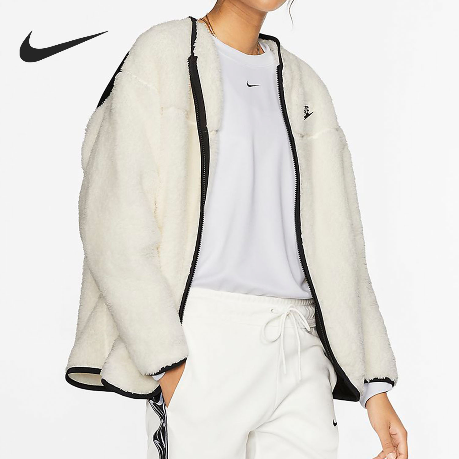 nike耐克正品2020冬季新款女子运动休闲毛绒保暖运动茄克
