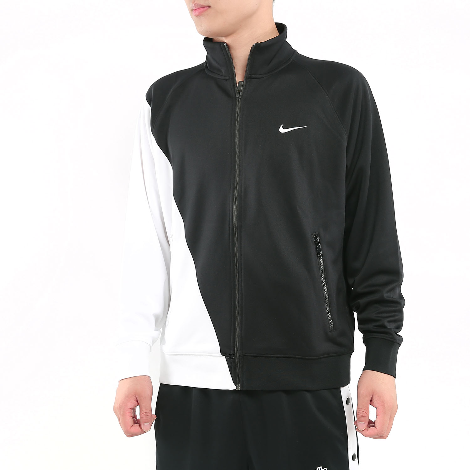 nike耐克正品男装黑白拼色拉链运动休闲运动茄克