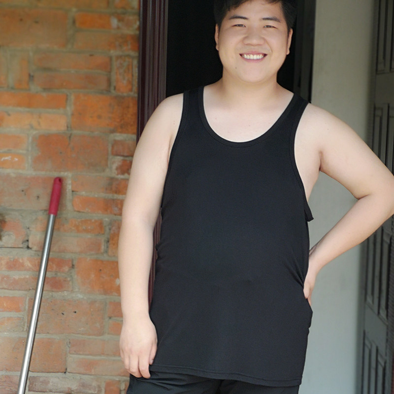 胖子夏季背心汗衫超薄特大号加肥加大老头衣服背心
