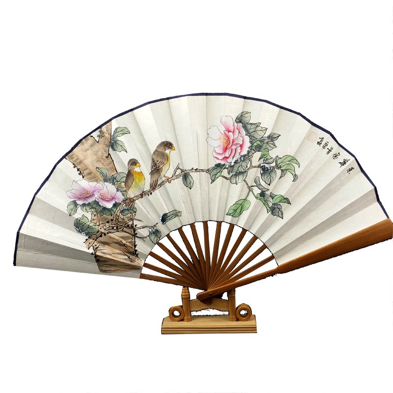 手工绘制扇子折扇 特色中国风古风定制小礼物送老外出国礼品
