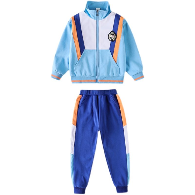 小学生班服长袖运动套装春秋幼儿园园一年级校服浅蓝色校服