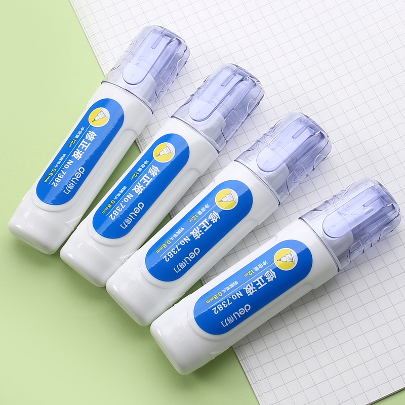 5瓶得力修正液快干型涂改液小学生用实惠装无痕修正笔白色大容量改正