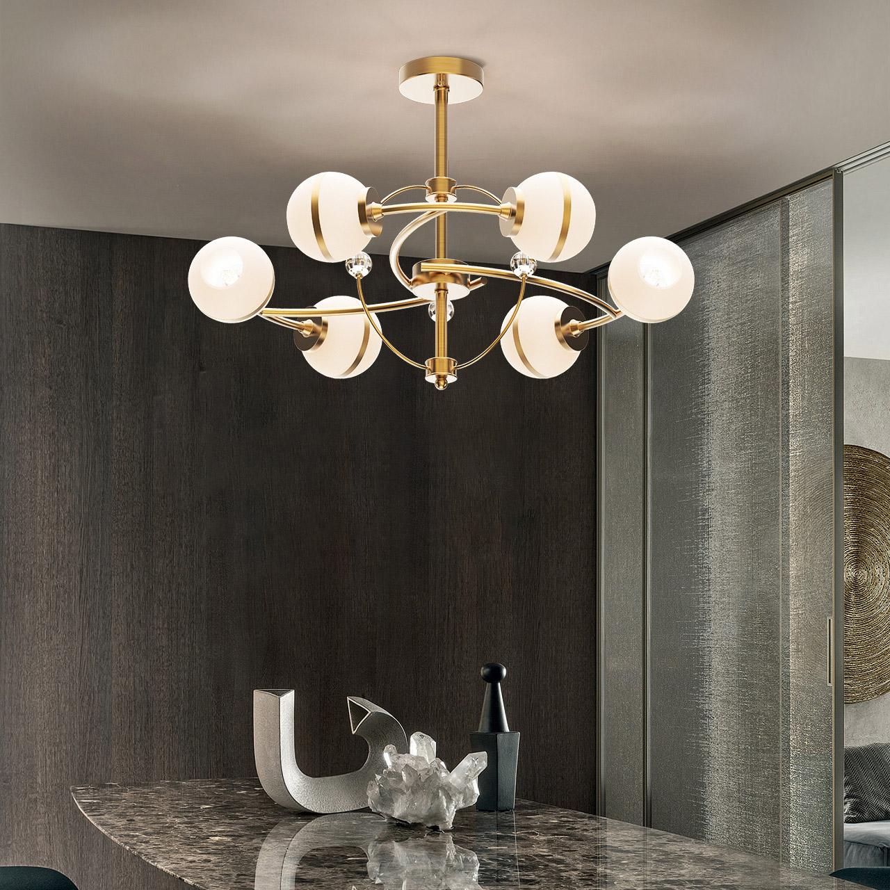 雷士照明北欧全铜吊灯简约创意分子灯大气客厅灯网红现代灯饰套餐