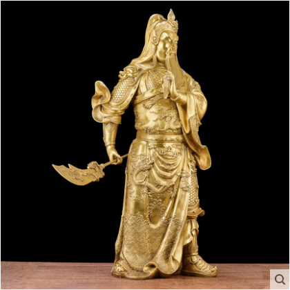 关公摆件纯铜横刀武财神铜像办公室供奉神像大号摆件