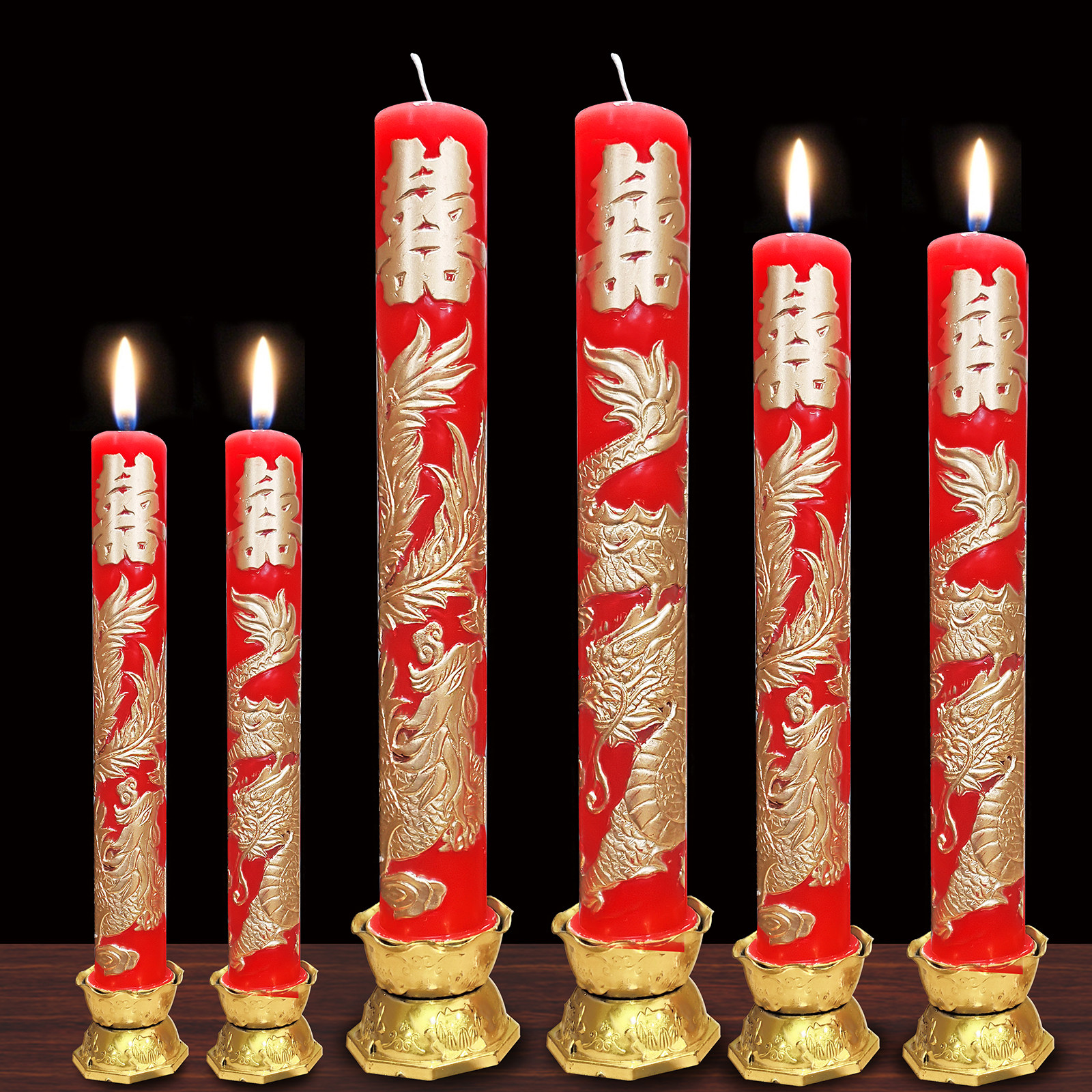结婚蜡烛龙凤烛无烟喜庆红色蜡烛大号一对中式婚房礼布置婚庆道具