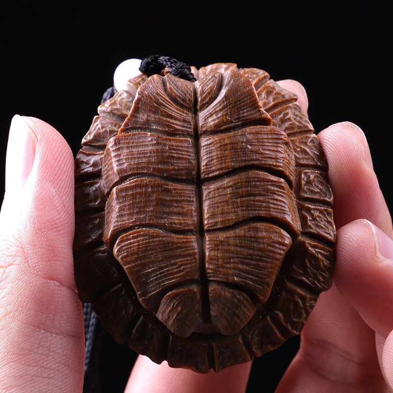 绿檀富甲一方龟壳甲骨文玩木雕鳄龟富甲天下男士随身把玩物件吊坠