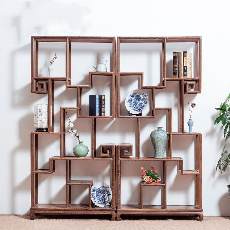 红木家具多宝阁客厅玄关隔断摆件中式实木茶叶鸡翅木多宝格