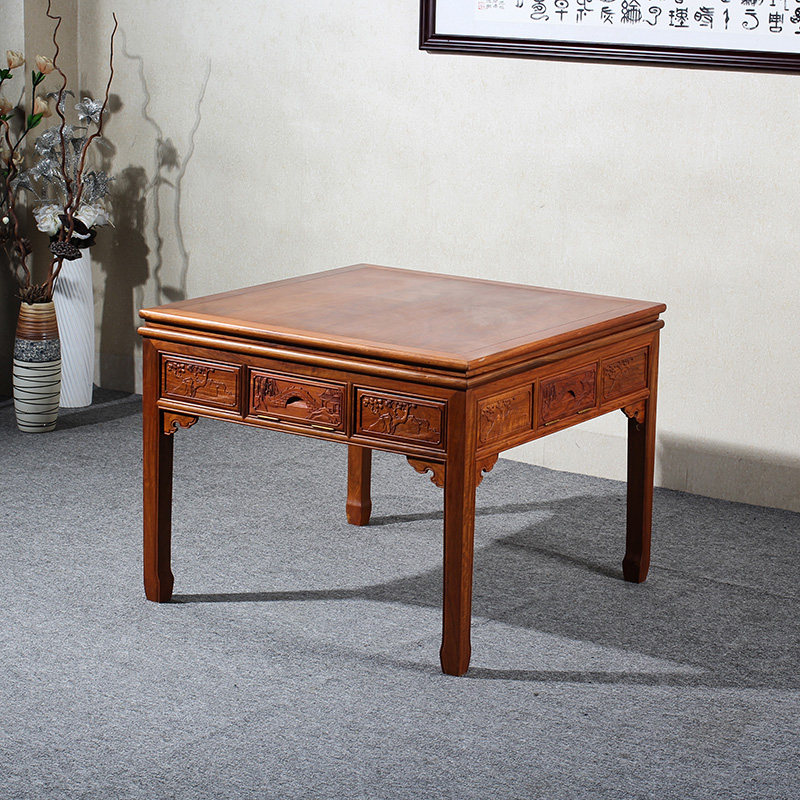 红木家具实木麻将桌 中式全自动餐桌两用多功能家用花梨木棋牌桌