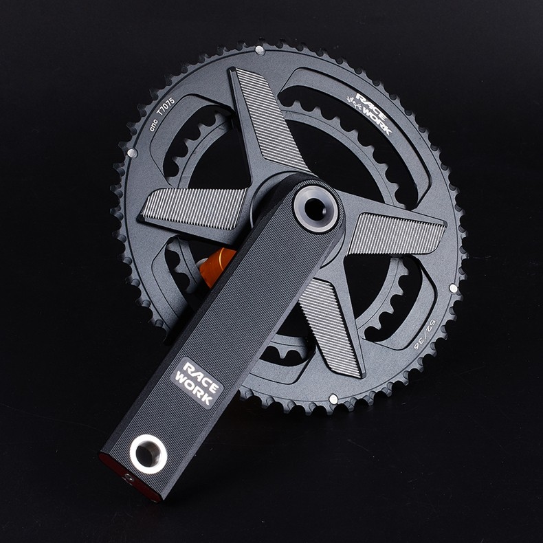 racework公路自行车牙盘铝合金镂空一体曲柄双盘越野牙盘