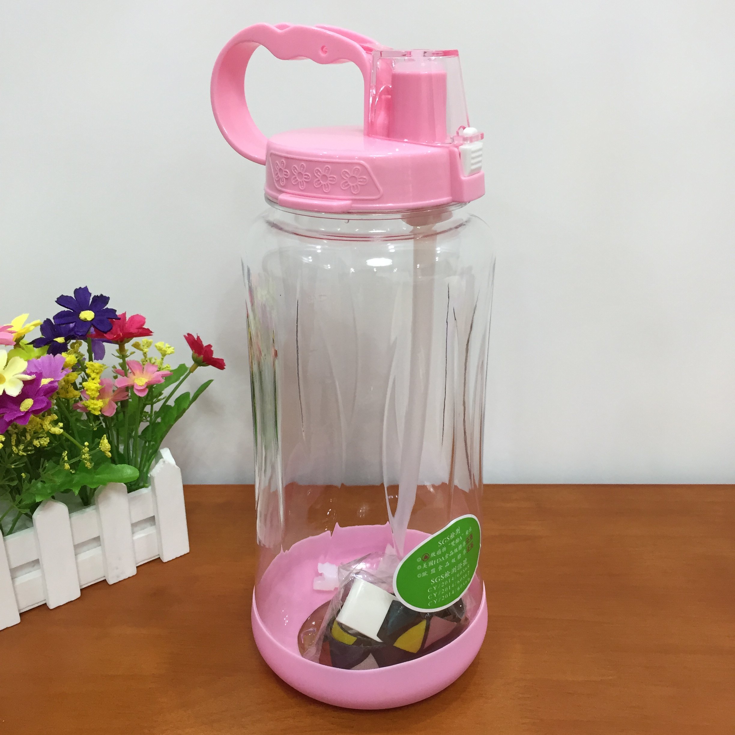 台湾康宝莱水杯 吸管杯 太空杯健身运动水杯 2升大手柄附杯带吸管