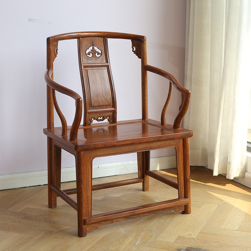 中式红木茶椅矮官帽椅刺猬紫檀新明休闲座椅圈椅