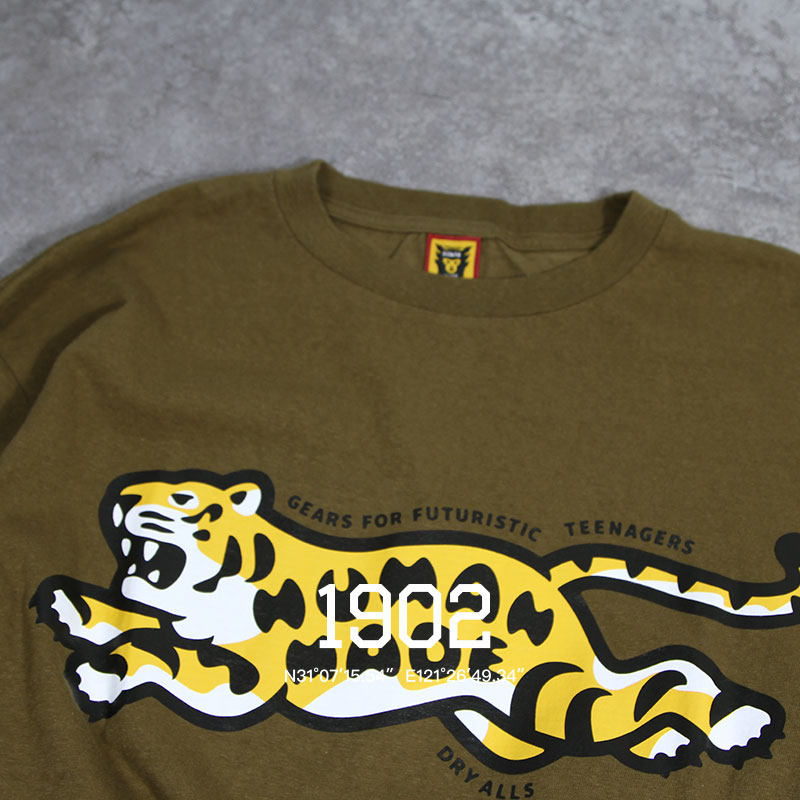 现货humanmade22awtigertee老虎竹节圆领长袖t恤