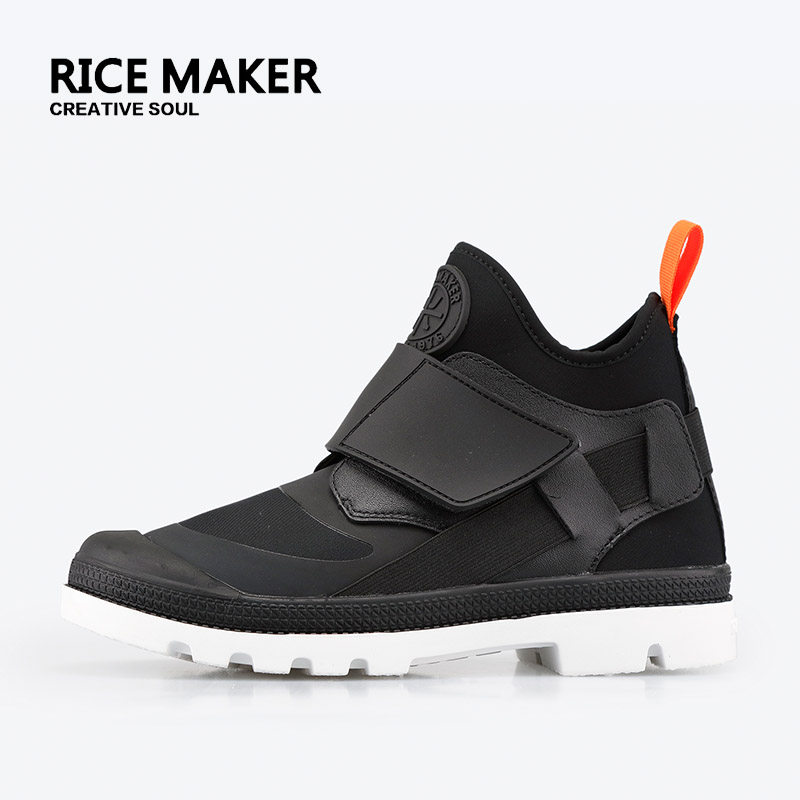 热米ricemaker精品舒适弹性面料高帮鞋新潮流鞋带亲子鞋