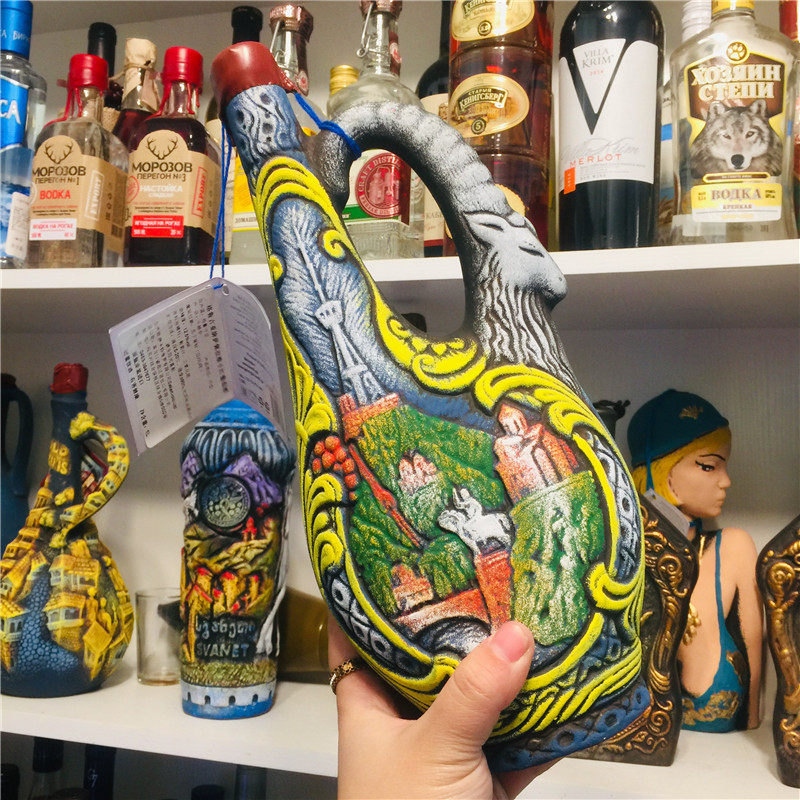 进口格鲁吉亚彩陶红酒原装葡萄酒干红1000ml艺术酒瓶干红静态葡萄酒