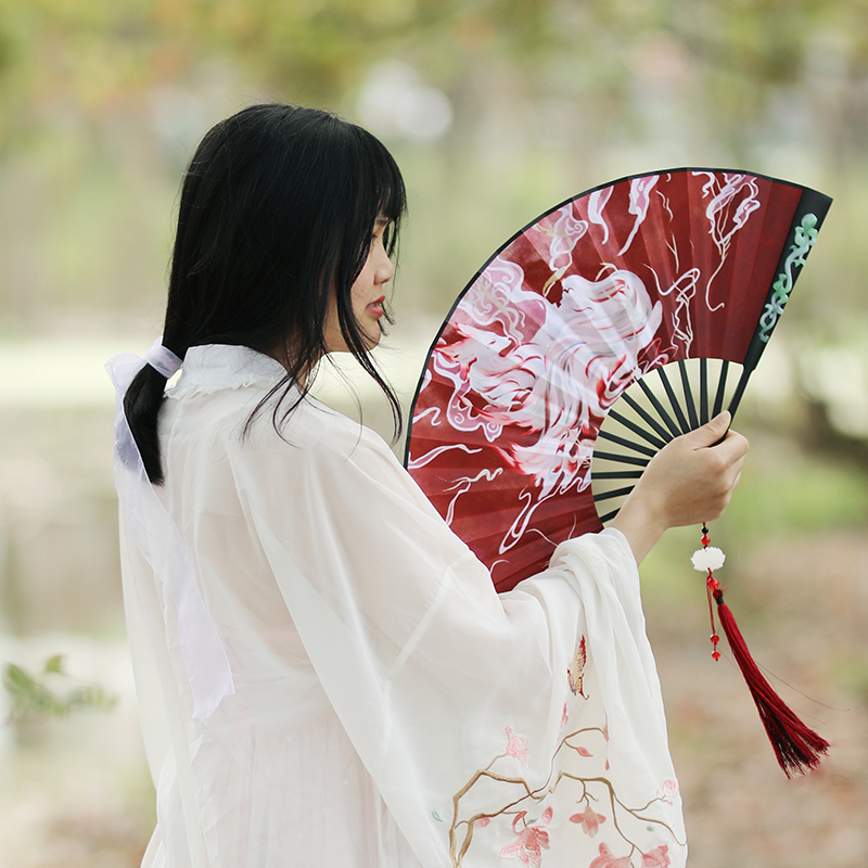 扇子女式折扇汉服超仙流苏古代古装手持物中扇子
