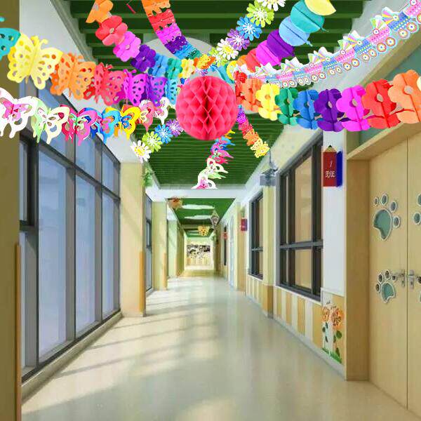 六一儿童节装饰品学校教室布置幼儿园店铺七彩拉花彩带拉花