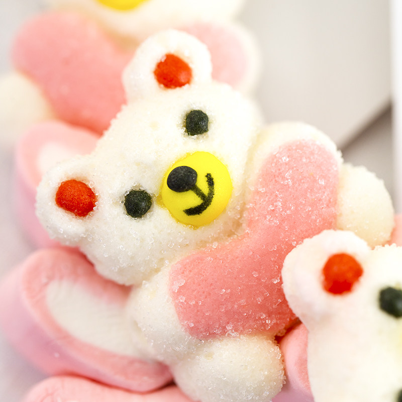 爱心小熊棒棒糖韩国创意可爱卡通儿童串串棉花糖30支盒装零食糖果