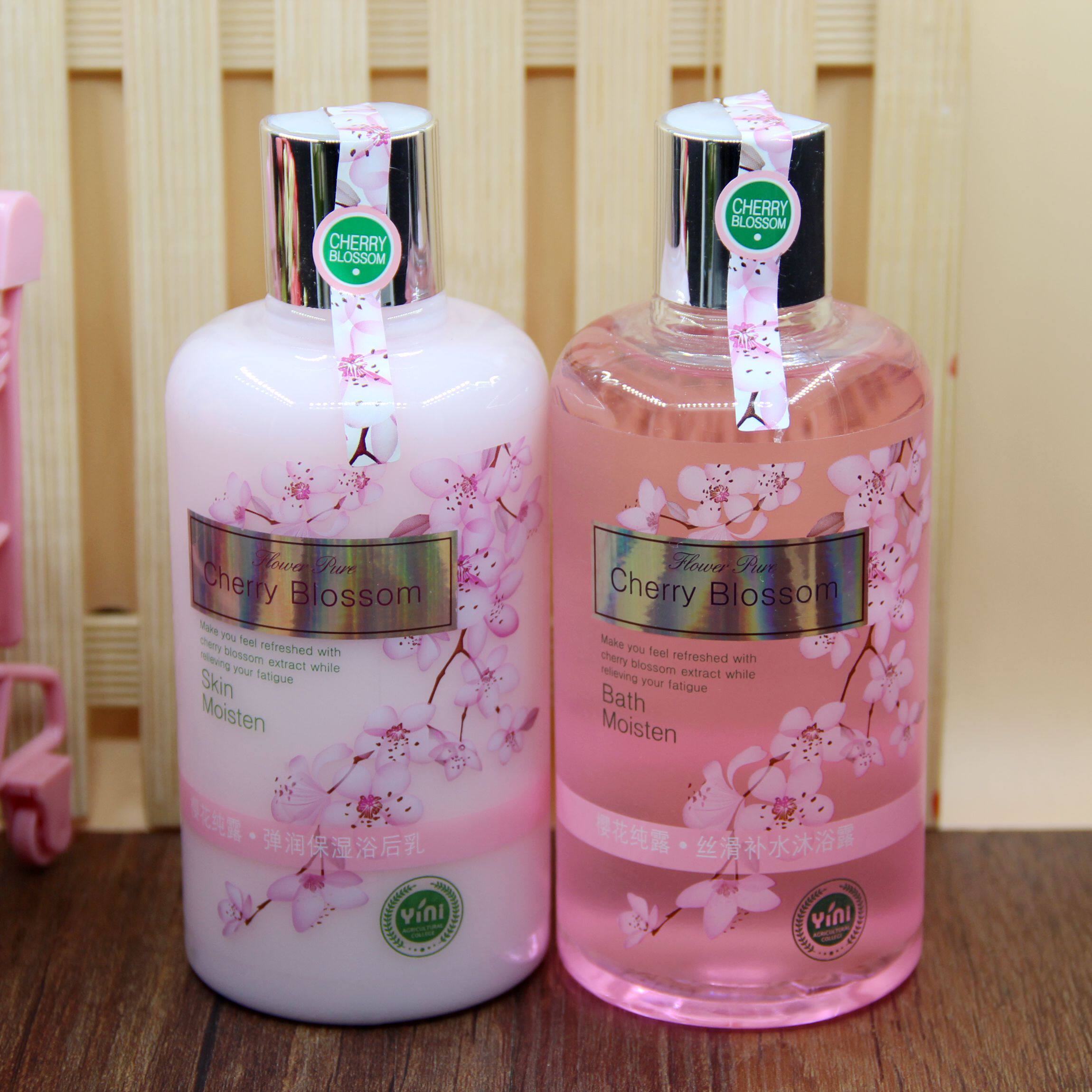 包邮依妮樱花纯露沐浴露润体保湿滋润身体500ml身体护理套装