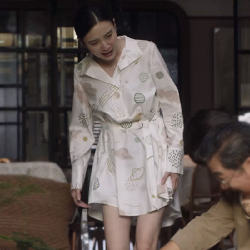小舍舍得南俪宋佳同款印花衬衫裙女2021春夏连衣裙