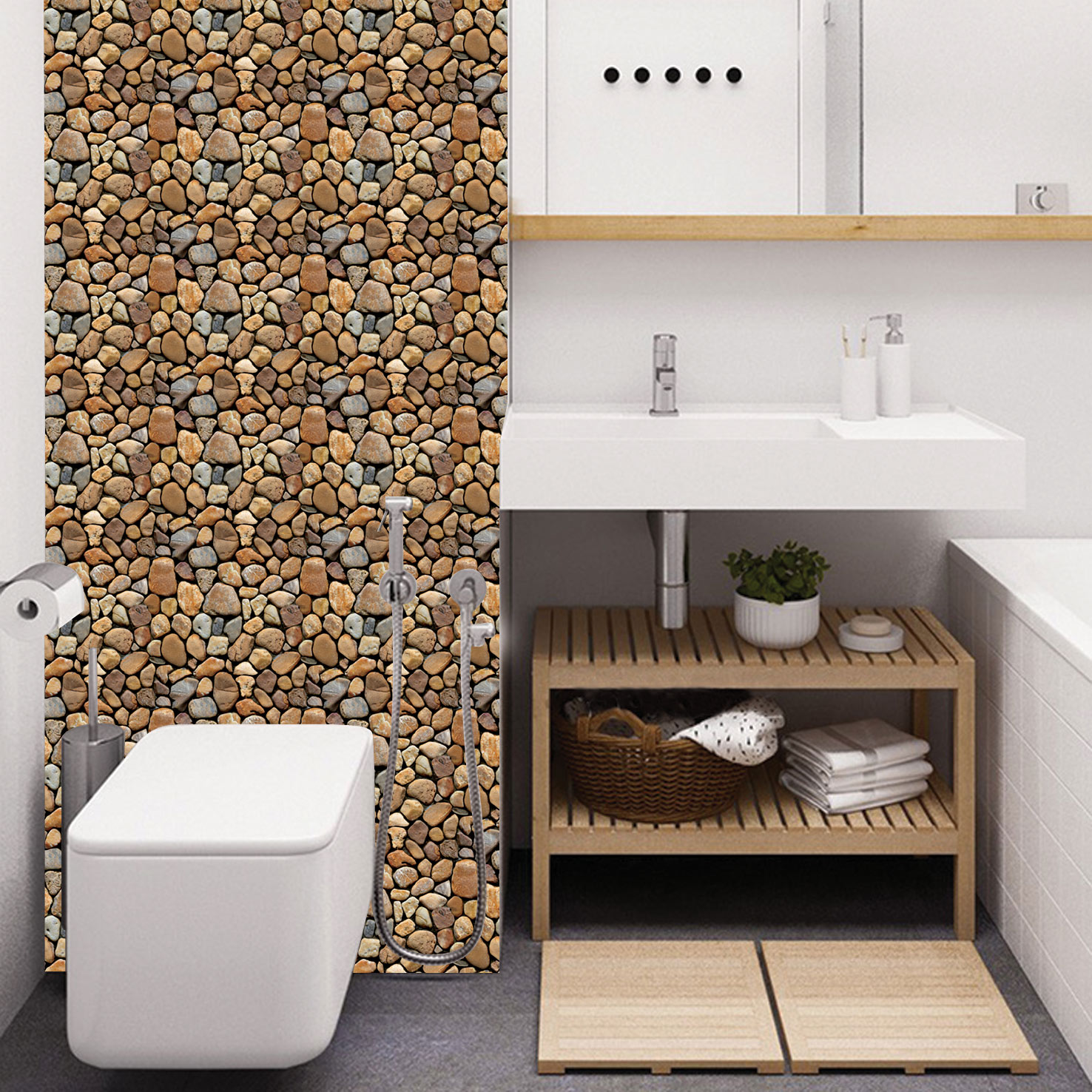 鹅卵石背景墙创意3d立体墙贴自粘电视壁纸墙纸墙贴