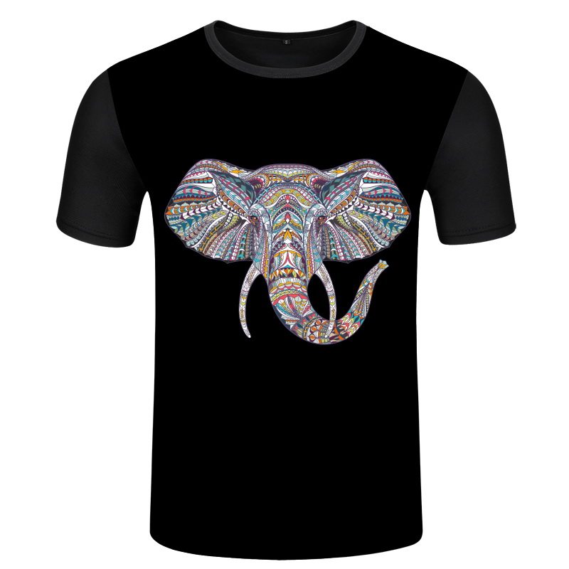 中国风男装t恤港味复古民族风潮牌印花大象图案社会青年短袖衣服
