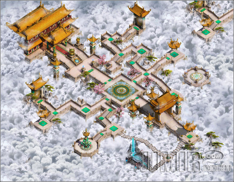 地砖传奇地图素材仙界天宫高品质独立无缝封边设计素材