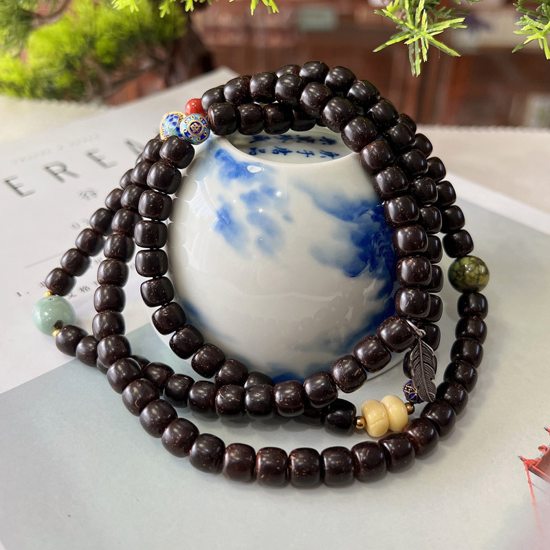 精品原创手工椰蒂椰壳老型苹果珠多圈手串手链菩提