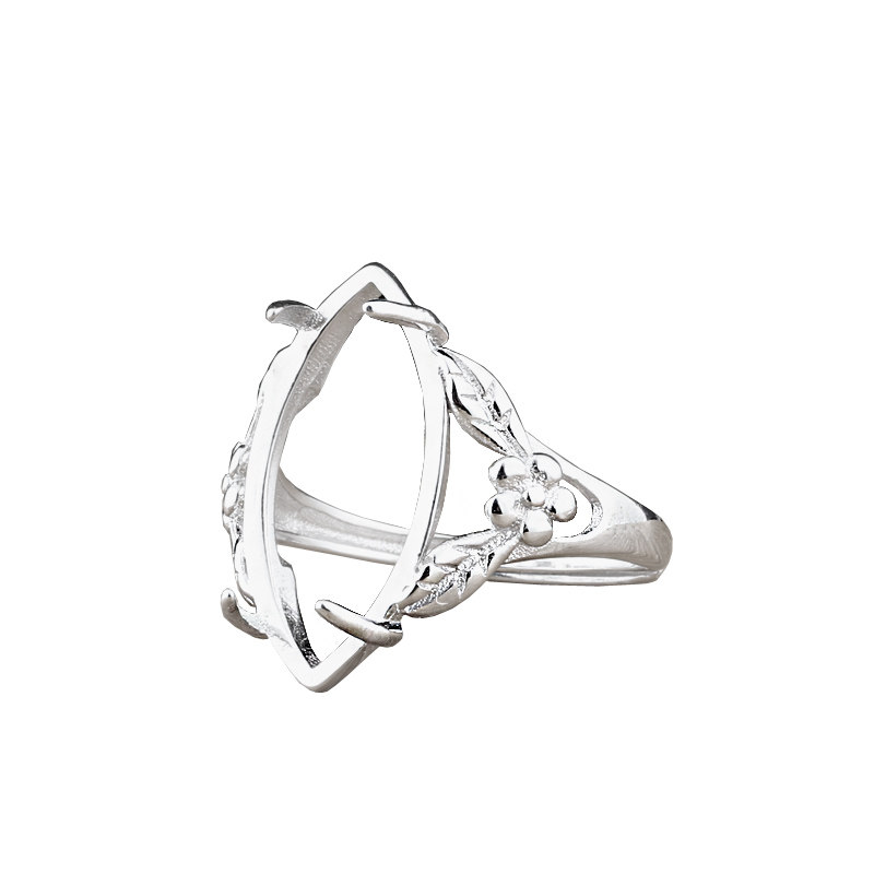 s925南红马眼托活口定制蜜蜡松石纯银绿松镶嵌戒指