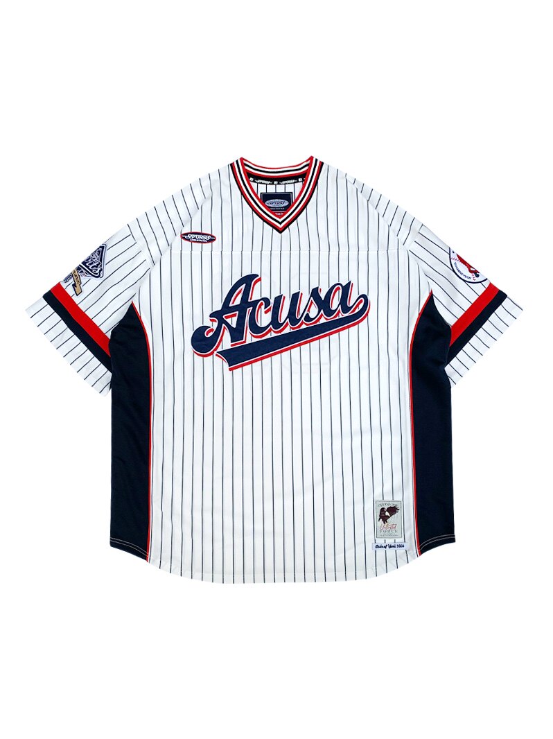 acusasports复古棒球套头短袖球衣织纹双层刺绣棒球服