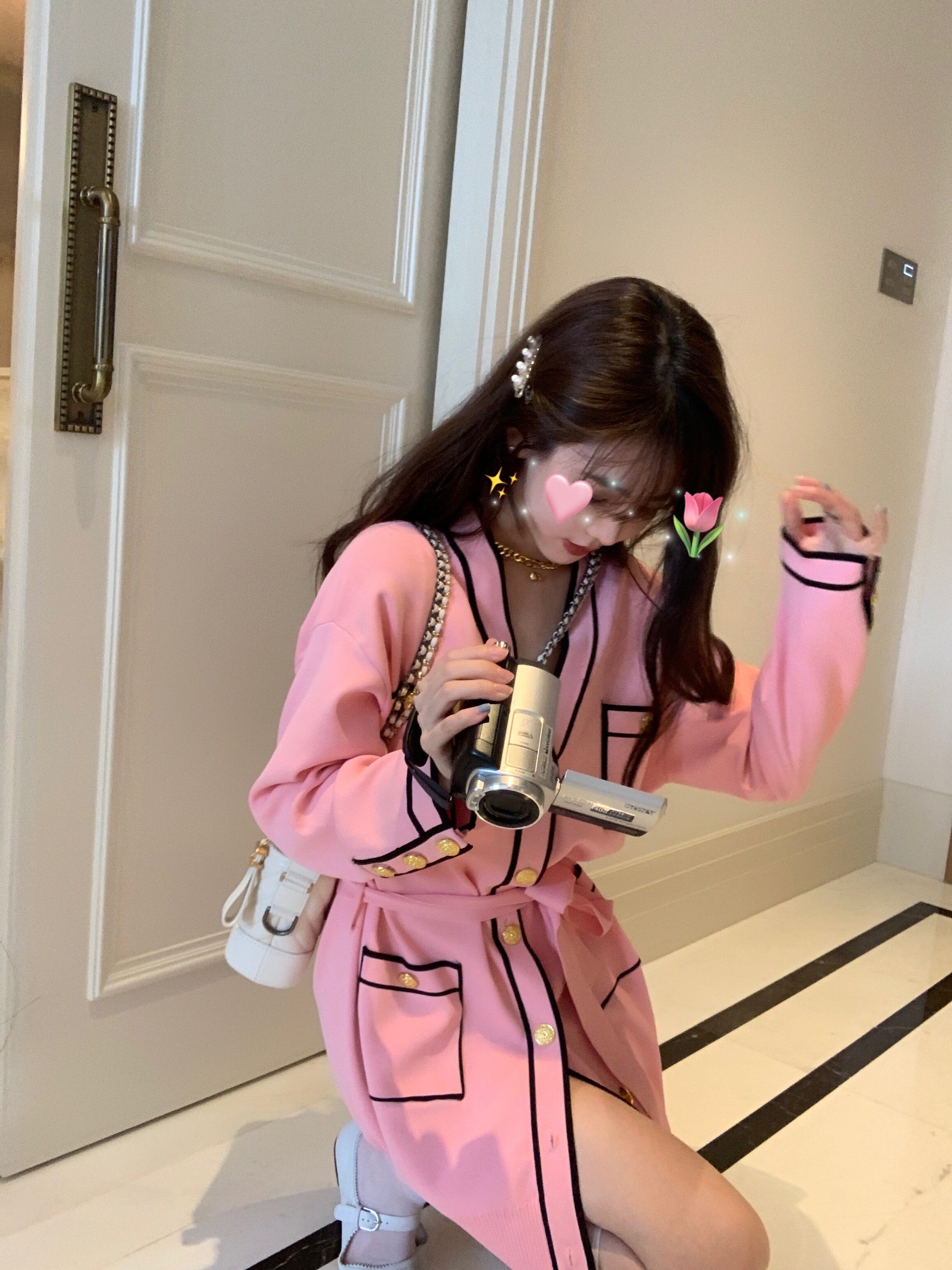 kimyy人间富贵花不起球宽松香奶风针织开衫外套毛针织衫