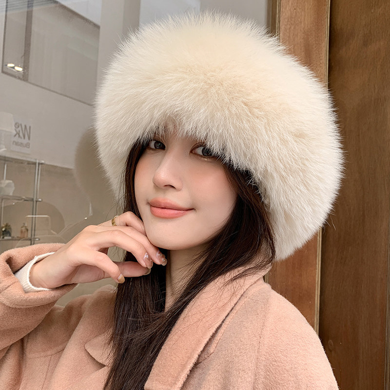 毛帽奢华狐狸皮草脸小帽显渔夫貂皮华整气质帽子