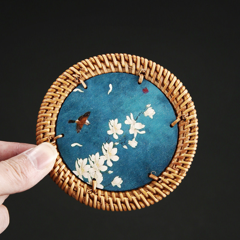 手工越南南藤布艺杯垫套装功夫茶隔热创意养壶杯垫