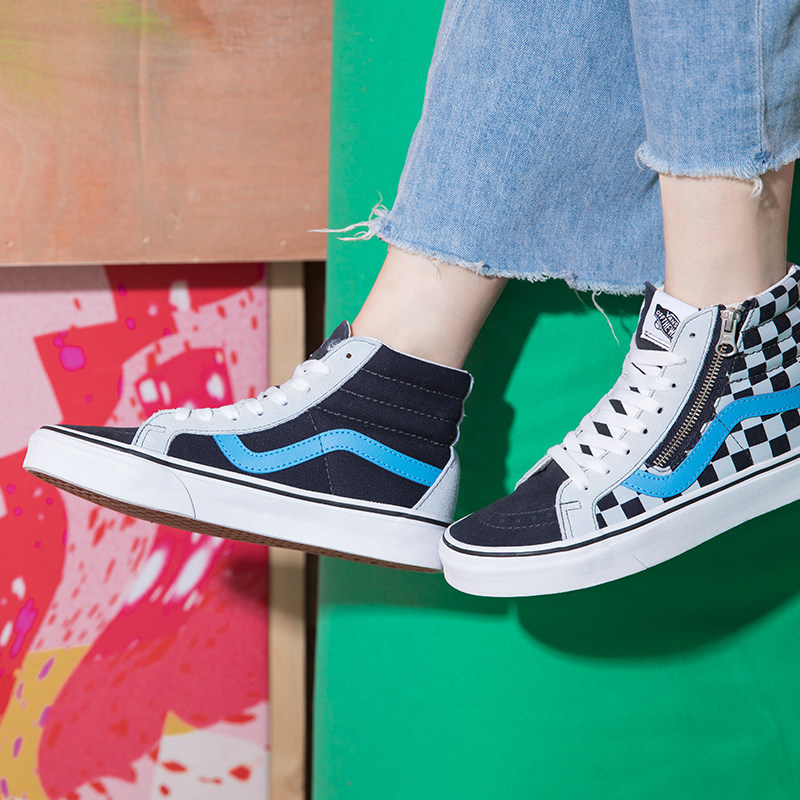 vans范斯官方sk8hi鸳鸯配色经典棋盘格男女女板板鞋