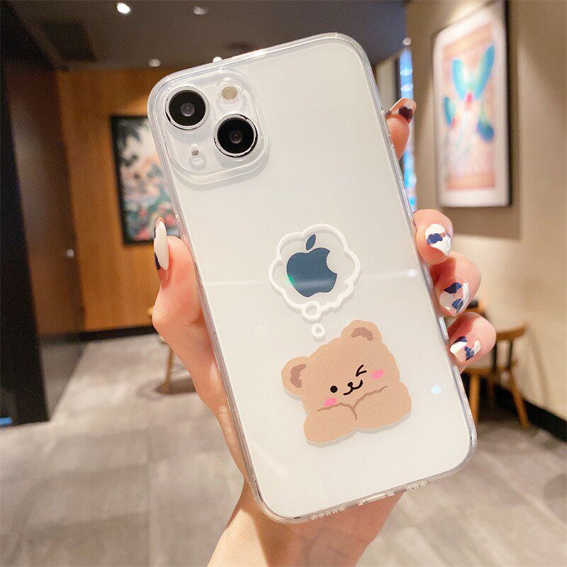 可爱小熊适用苹果11手机壳iphone13promax透明情侣xsmax手机保护套