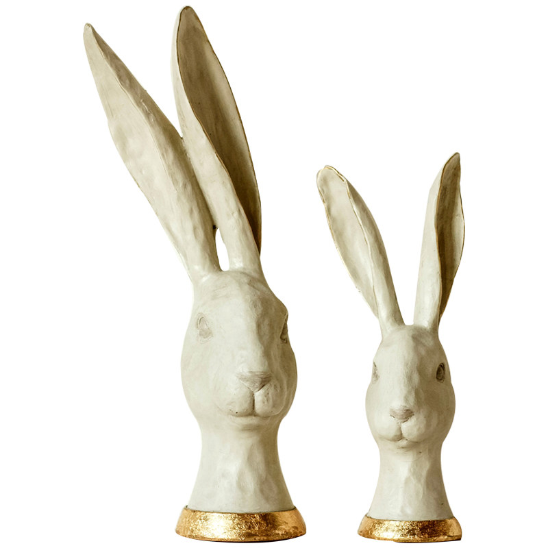 polly波利美式复古兔子兔头树脂摆件客厅玄关摆件
