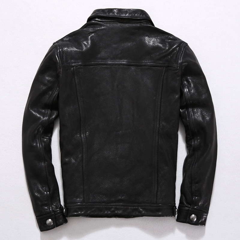 山羊山羊皮皮夹克男日真皮皮衣新品翻领短款男式皮衣