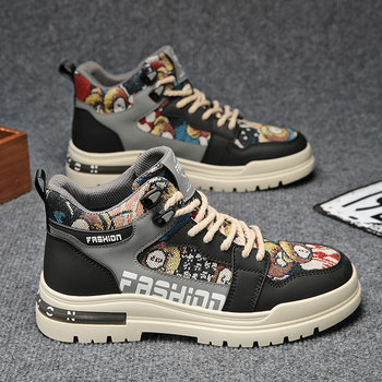 ເກີບແຟຊັ່ນລະດັບຊາດຊັ້ນສູງຂອງຜູ້ຊາຍ summer breathable 2024 ໃຫມ່ trendy sneakers ເກີບກິລາຊາວຫນຸ່ມ canvas Martin boots