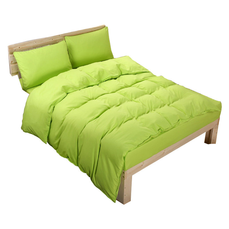 件套简约纯色四件床上用品清新绿色床单被套浅绿色床品套件