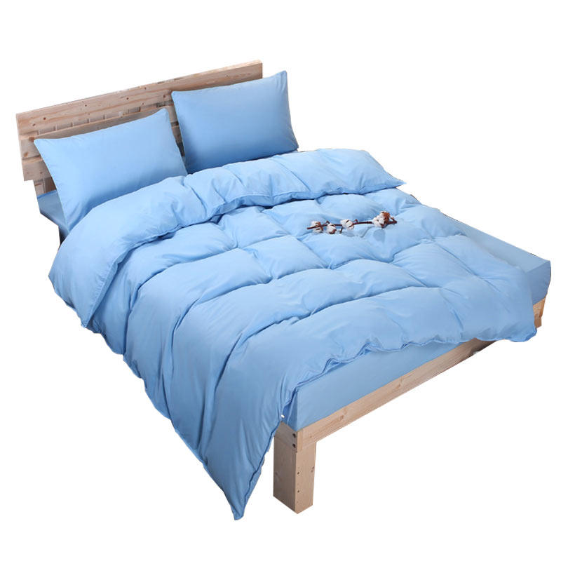 件套天蓝色床上用品浅蓝色简约纯色床单被套床品套件