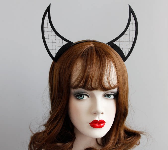 恶魔牛角头发箍蝙蝠吸血鬼万圣蜘蛛鬼节演唱会精灵耳朵女王巫师