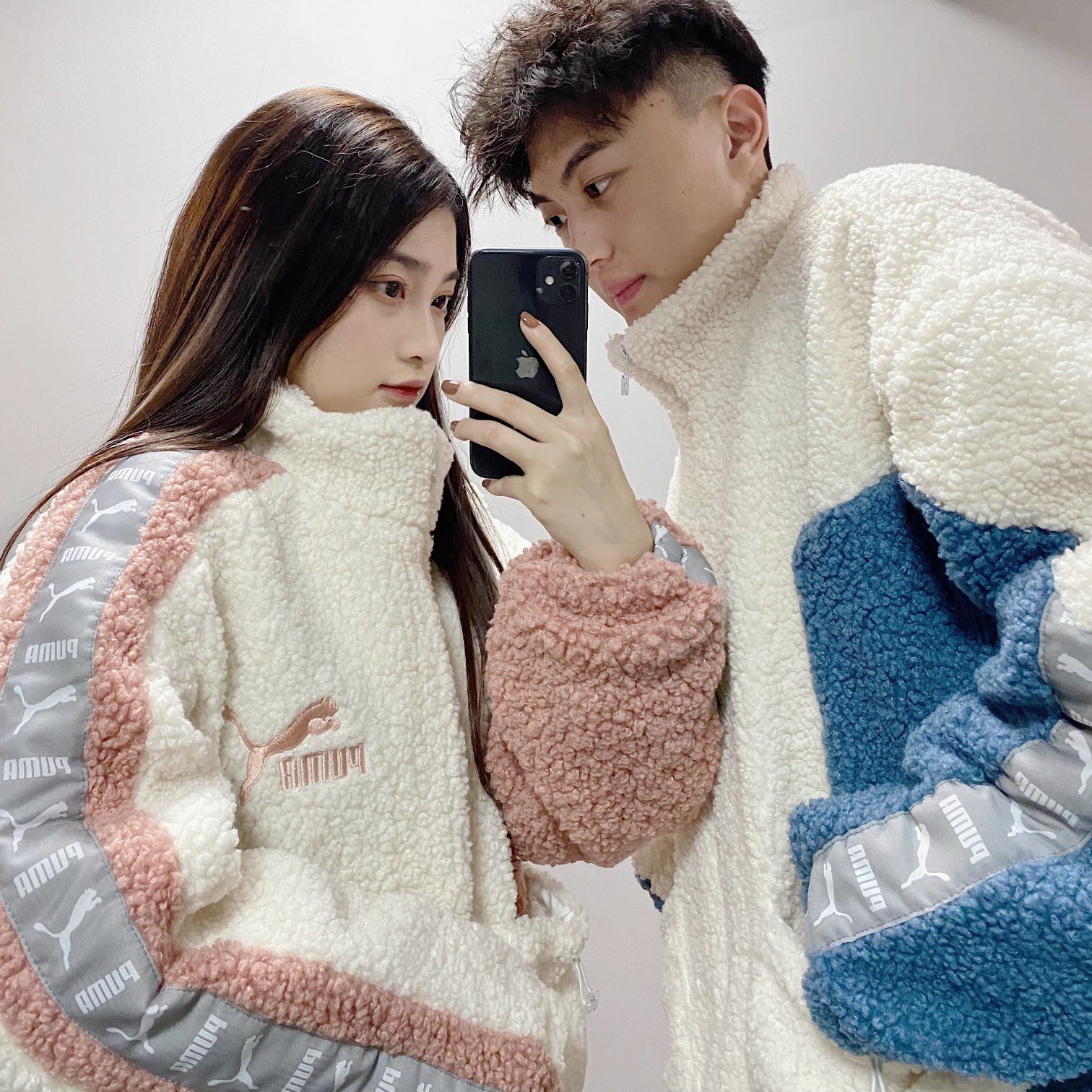 PUMA彪马秋冬季新款羊羔毛拼接织带拉链情侣外套男女同款棉服潮流