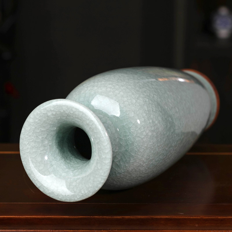 景德镇陶瓷器仿古钧瓷裂纹釉白冰片花瓶现代客厅花瓶