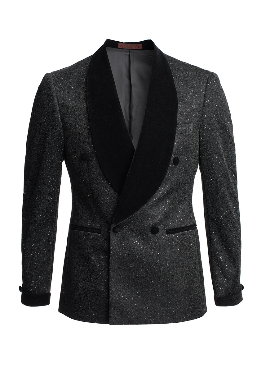 亮面贴片宴会礼服套装青果双排主持人新郎结婚西服套装