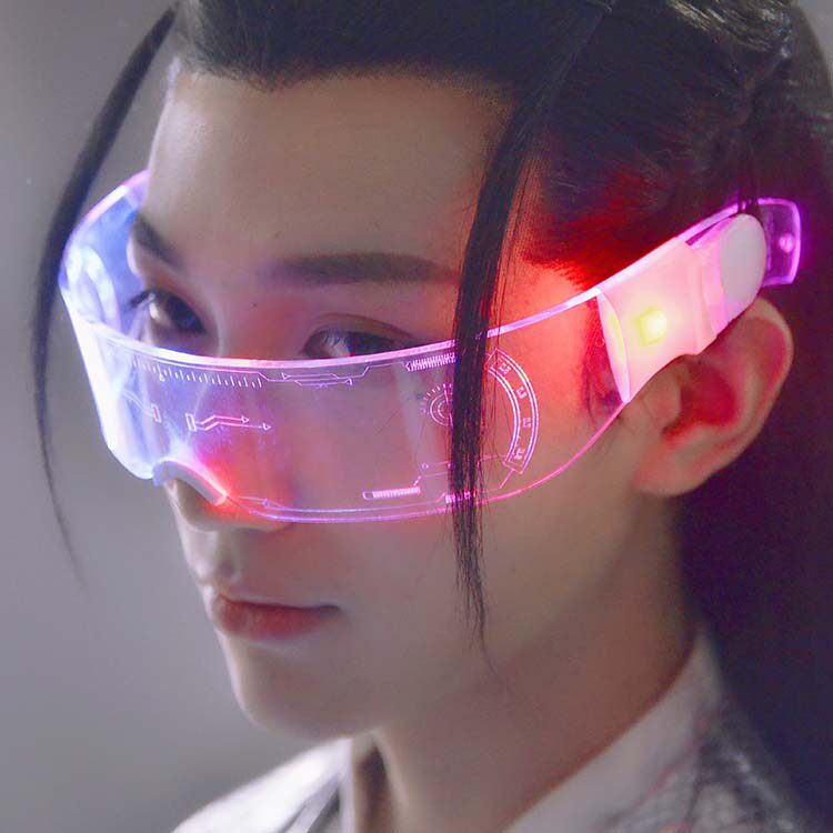 led七彩发光眼镜ins网红连体赛博朋克墨镜太阳眼镜